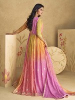 Multicolor Real Chinon Silk Anarkali Gown